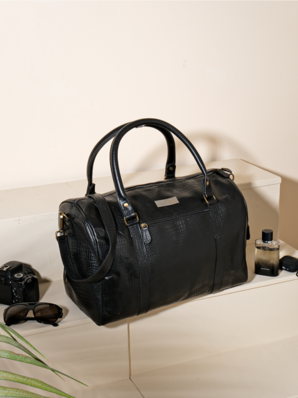 Darchie Duffel Premium Large Leather Duffel Bag (Crocodile Pattern)