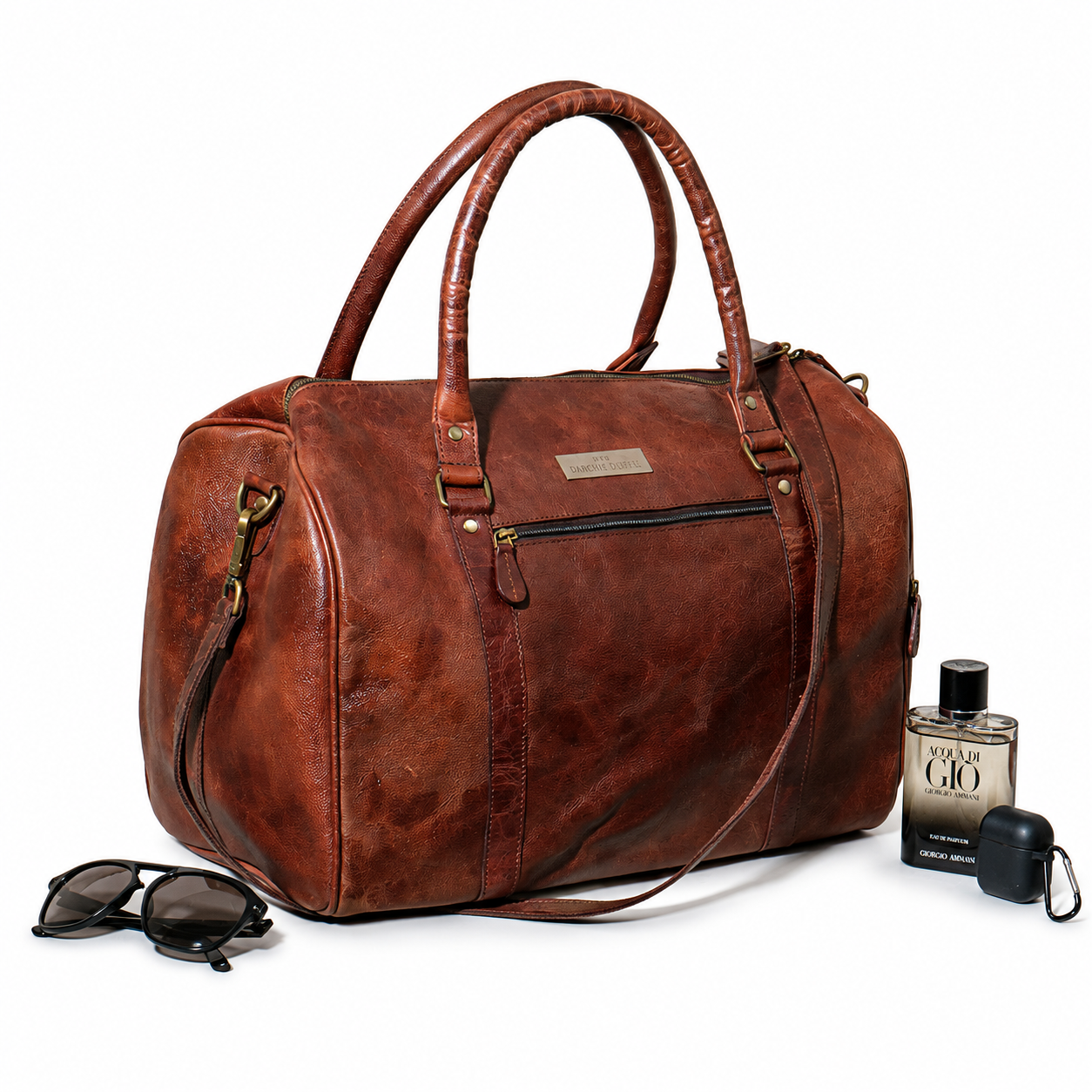 Darchie Duffel Premium Large Leather Duffel Bag (Vintage Tan) (Copy) - Image 2