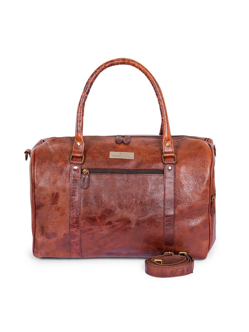 Darchie Duffel Premium Large Leather Duffel Bag (Vintage Tan) - Image 3