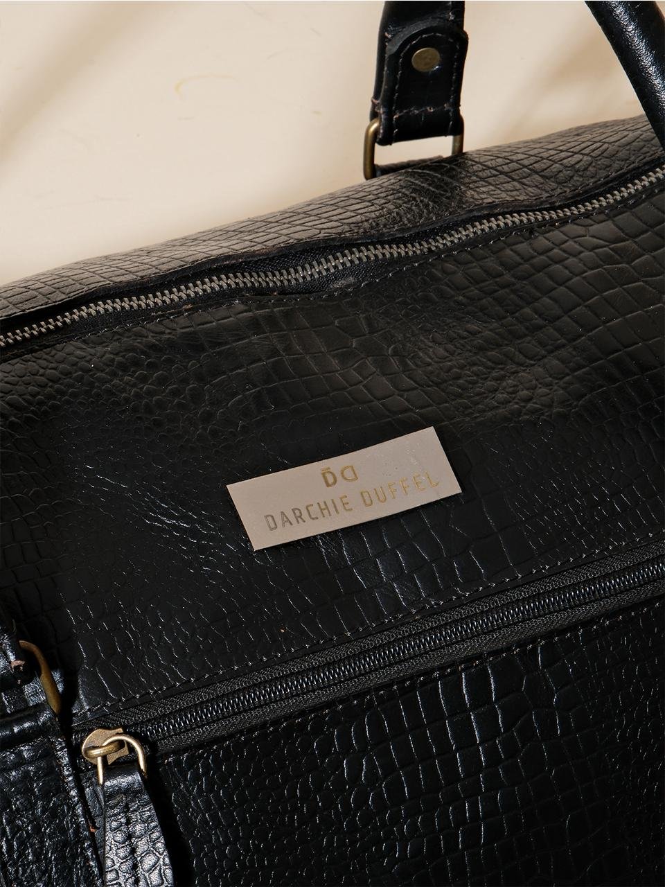 Darchie Duffel Premium Ultra Large Leather Duffel Bag (Crocodile Pattern) - Image 4